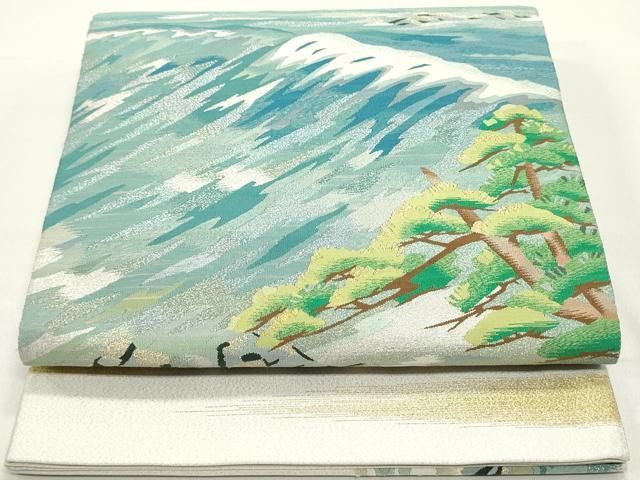 平和屋着物 爪掻き本綴れ 太鼓柄袋帯 風景立波松文 金銀糸 ますいわ屋扱い 正絹 ob