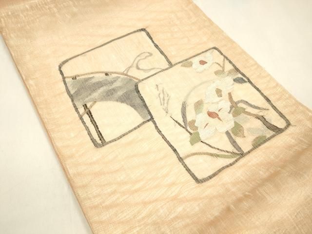 平和屋着物 スリーシーズン 春夏秋 太鼓柄袋帯 すくい織 枝花文 銀糸 正絹 cm