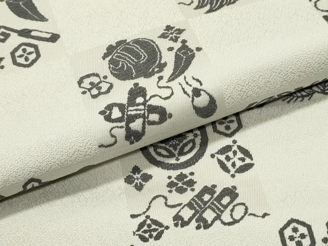  平和屋着物 六通柄袋帯 唐織 市松玩具花文 正絹 ob 袋帯 帯