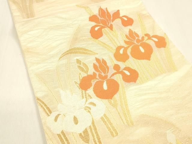 平和屋着物 夏物 六通柄 本袋帯 杜若 金糸 正絹 cm