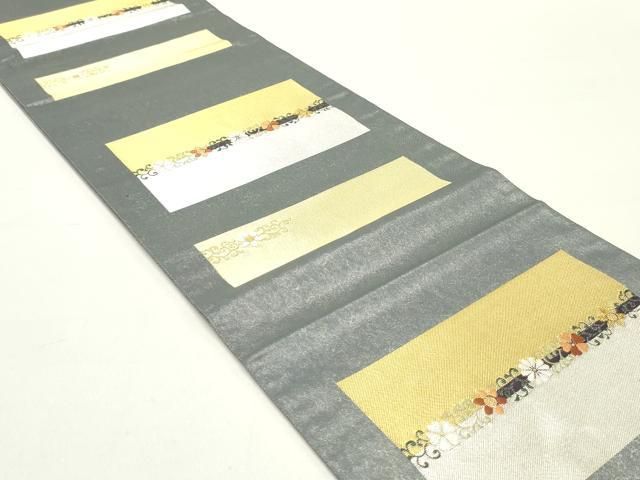 平和屋着物 六通柄袋帯 唐織 色紙花唐草文 金銀糸 正絹 ob