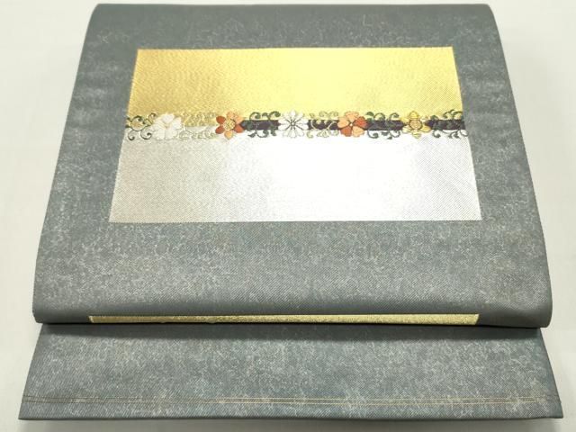 平和屋着物 六通柄袋帯 唐織 色紙花唐草文 金銀糸 正絹 ob