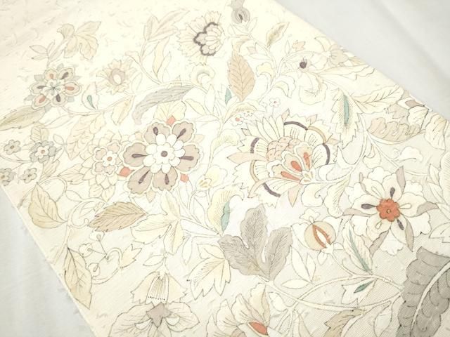 平和屋着物 英王室献上友禅作家 木下勝功 太鼓柄袋帯 髭紬 更紗花唐草文 金彩 正絹 hy