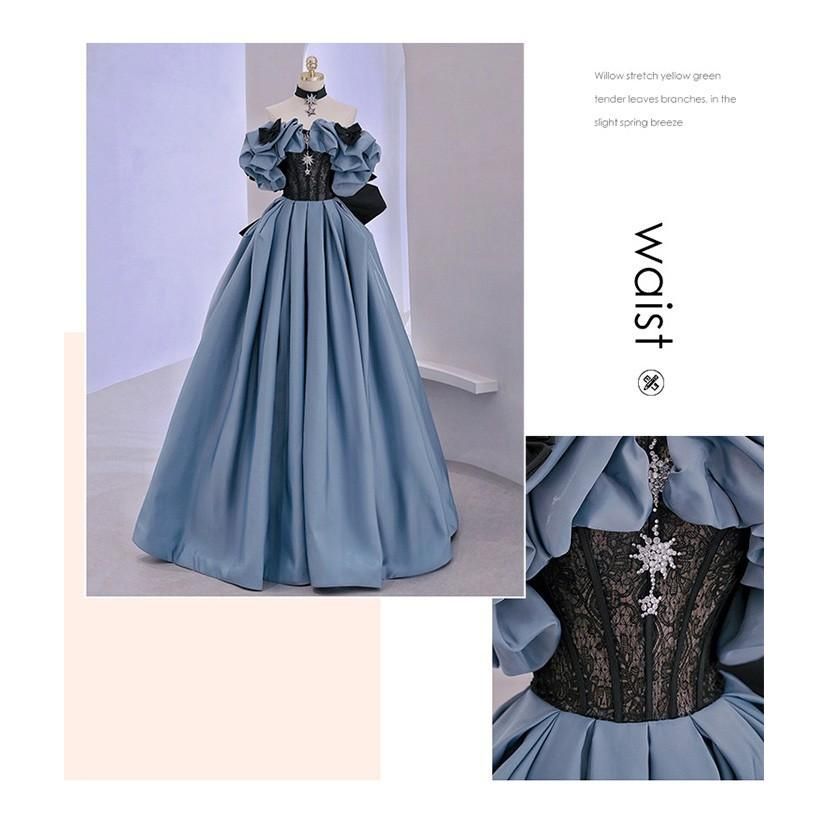 ドレス 半袖 レディース オフショルダー ブルー ワインレッド 2色展開