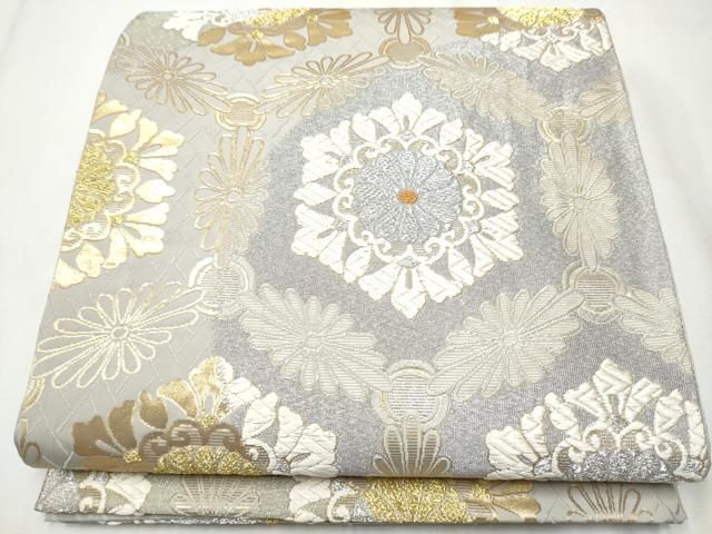 平和屋着物 六通柄袋帯 唐織 菊籬亀甲宝飾 金銀糸 正絹 hy