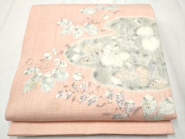 平和屋着物 太鼓柄袋帯 紬地 辻が花 正絹 hy