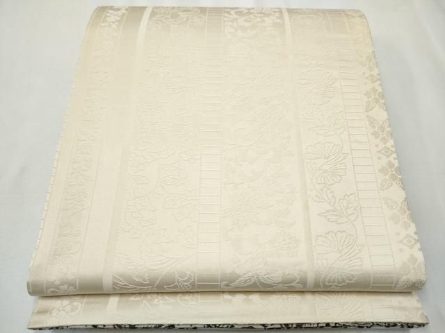 平和屋着物 六通柄袋帯 作家物 更紗花文 金糸 正絹 hy