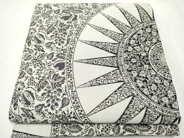 平和屋着物 六通柄袋帯 作家物 更紗花文 金糸 正絹 hy