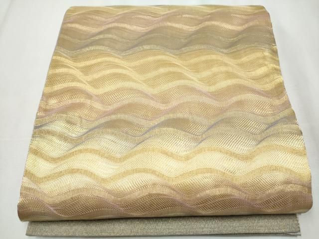 平和屋着物 ひなや工房 くむ あむ おる 伊豆蔵明彦 太鼓柄袋帯 よろけ縞 金銀糸 正絹 hy