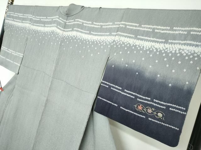 平和屋着物○中国三大刺繍 相良刺繍 訪問着 絞り 草花文 正絹 逸品