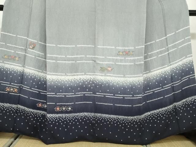 平和屋着物○中国三大刺繍 相良刺繍 訪問着 絞り 草花文 正絹 逸品