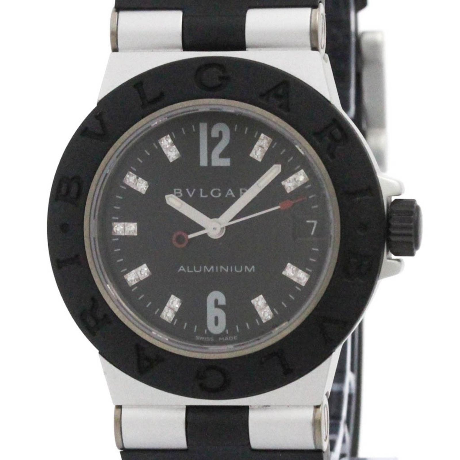 ブルガリ BVLGARI アルミニウム ダイヤモンド ラバー クォーツ レディース 時計 AL32TA