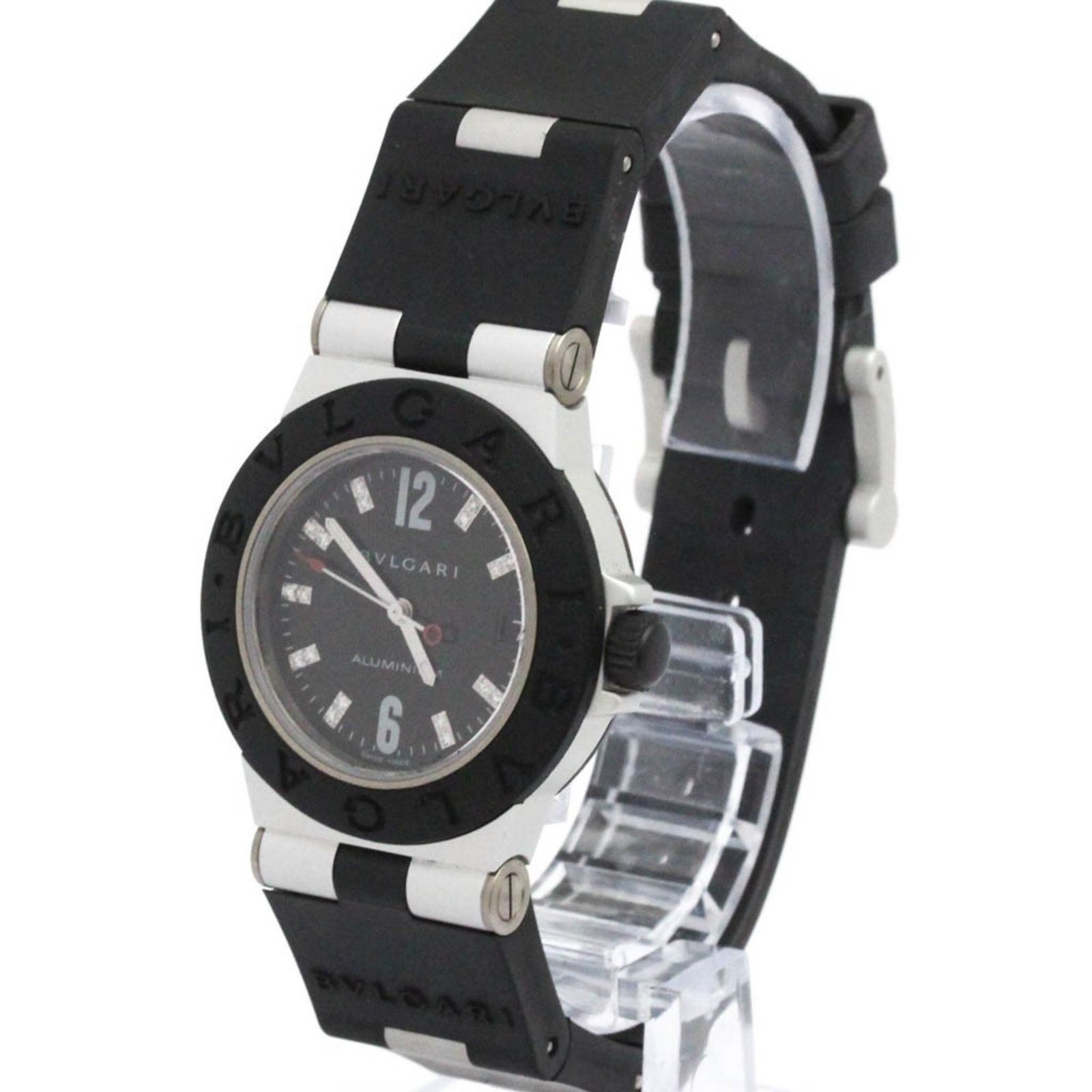 ブルガリ BVLGARI アルミニウム ダイヤモンド ラバー クォーツ レディース 時計 AL 32 TA