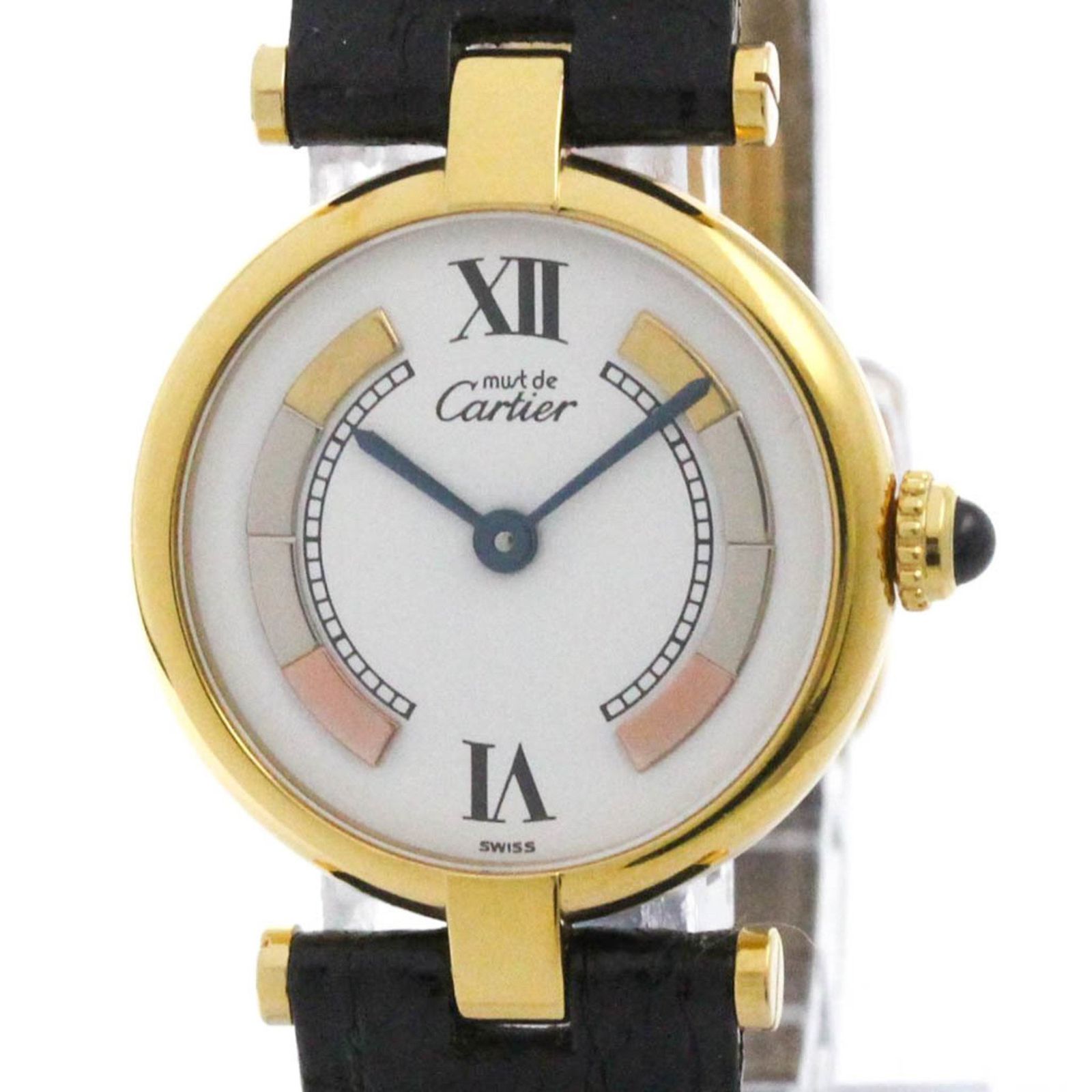 カルティエ CARTIER マスト ヴァンドーム ヴェルメイユ ゴールドプレート レザー クォーツ レディース 時計 W1006554
