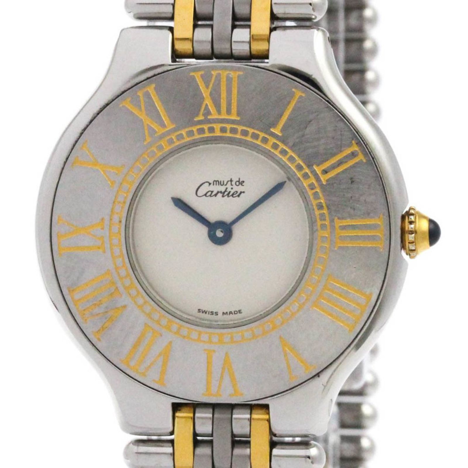 カルティエ CARTIER マスト21 ゴールドプレート ステンレススチール クォーツ ユニセックス 時計 W10050F4 外装仕上げ済み