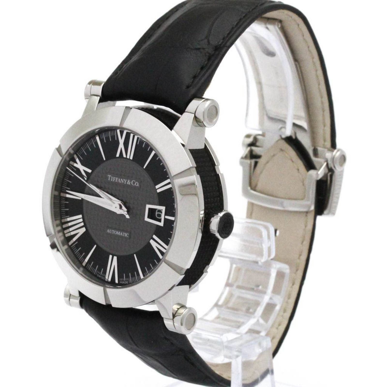 ティファニー TIFFANY アトラス ジェント ステンレススチール レザー 自動巻き メンズ 時計 Z1000.70.12A10A71A 外装仕上げ済み