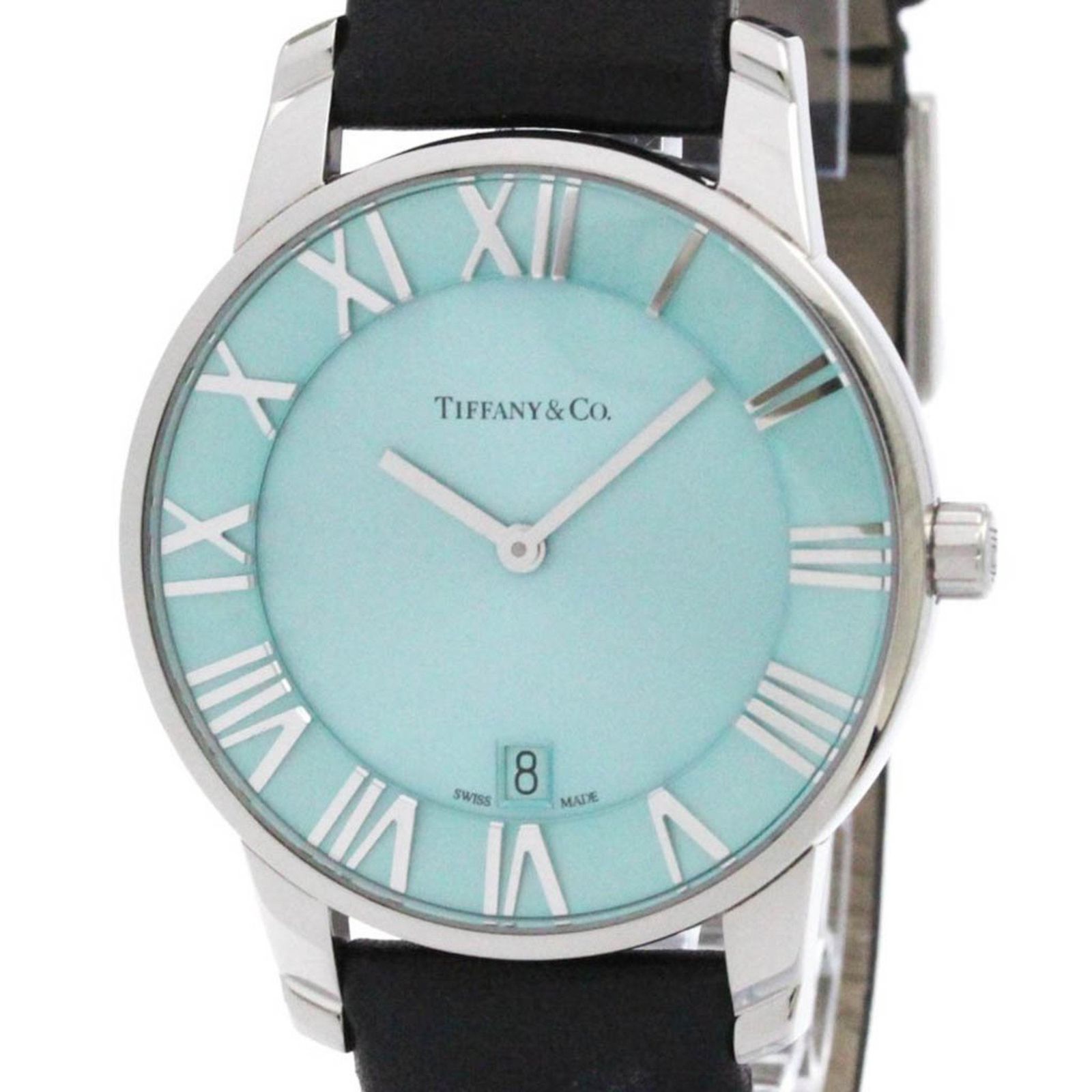 ティファニー TIFFANY アトラス 2 ハンド ステンレススチール レザー クォーツ メンズ 時計 63452742 外装仕上げ済み