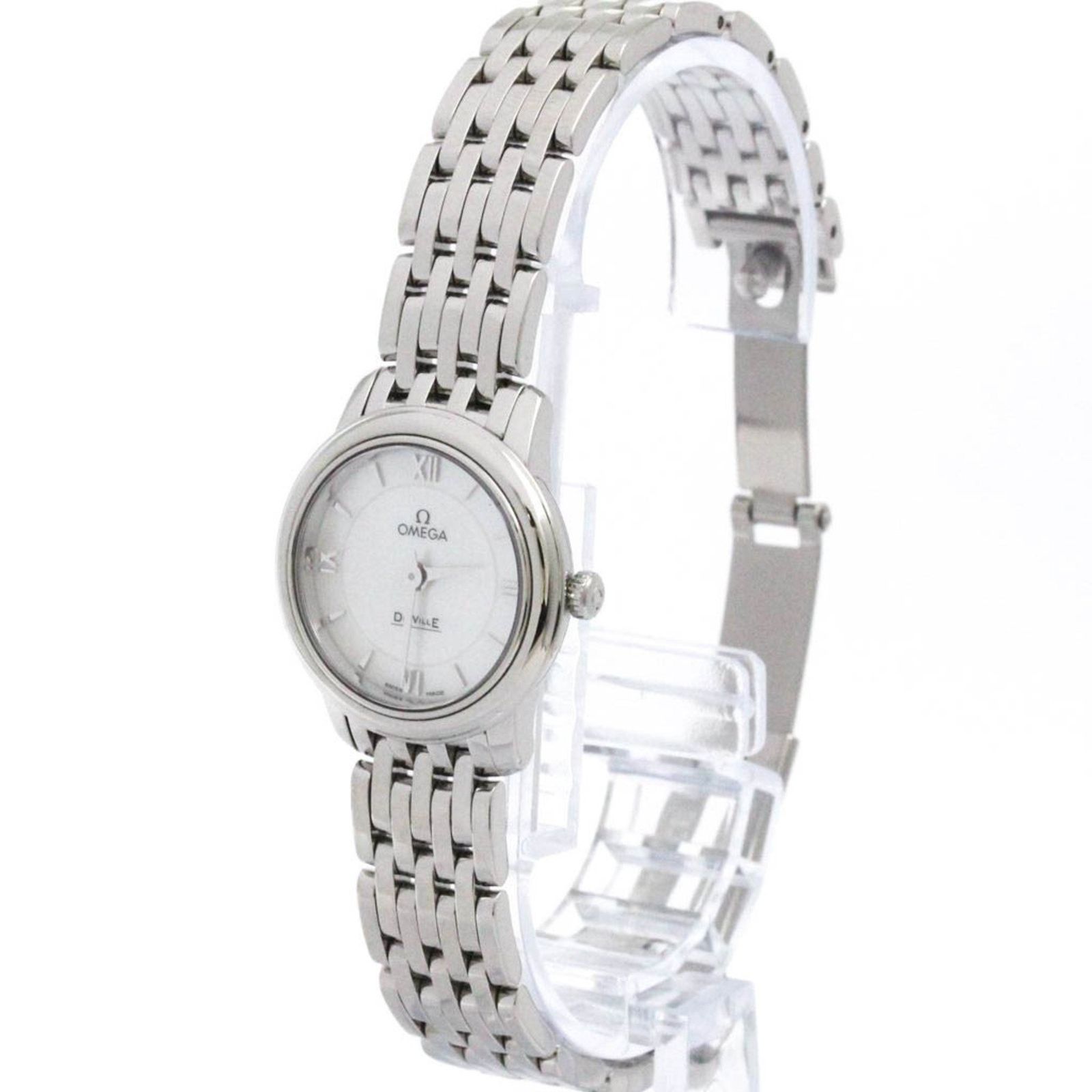 オメガ OMEGA デビル プレステージ シェル文字盤 ステンレススチール クォーツ レディース 時計 424.10.24.60.05.001 外装仕上げ済み