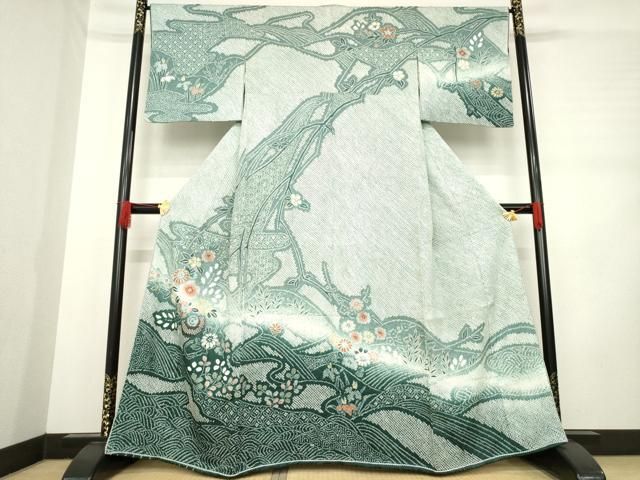 平和屋着物●訪問着　総絞り　舞花文　やまと誂製　正絹　逸品　AABD1576ck 平和屋着物○訪問着 総絞り 舞花文 やまと誂製 正絹 逸品 AABD1576ck