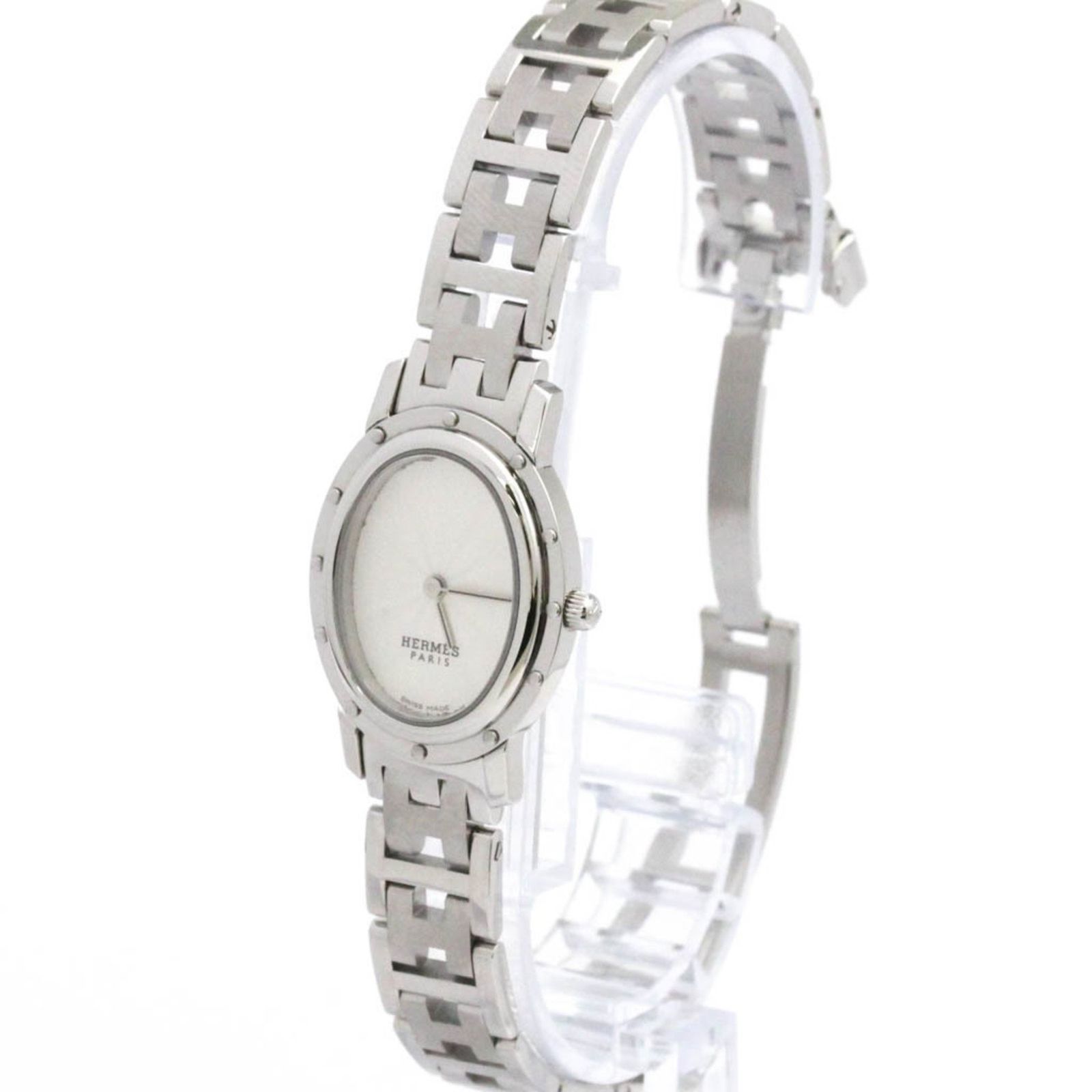 エルメス HERMES クリッパー オーバル ステンレススチール クォーツ レディース 時計 CO 1.210 外装仕上げ済み