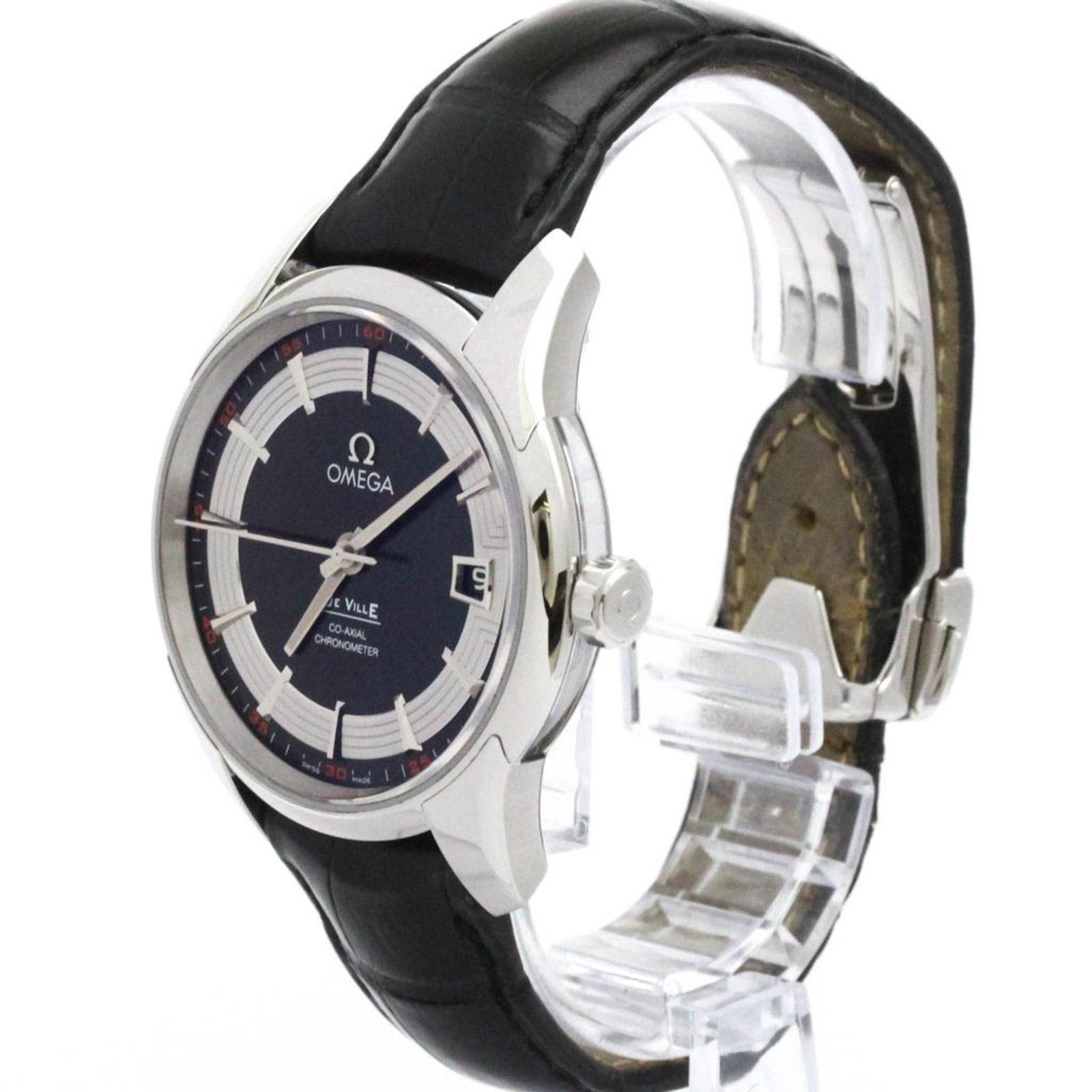 オメガ OMEGA デビル アワービジョン ステンレススチール レザー 自動巻き メンズ 時計 431.33.41.21.01.001 外装仕上げ済み