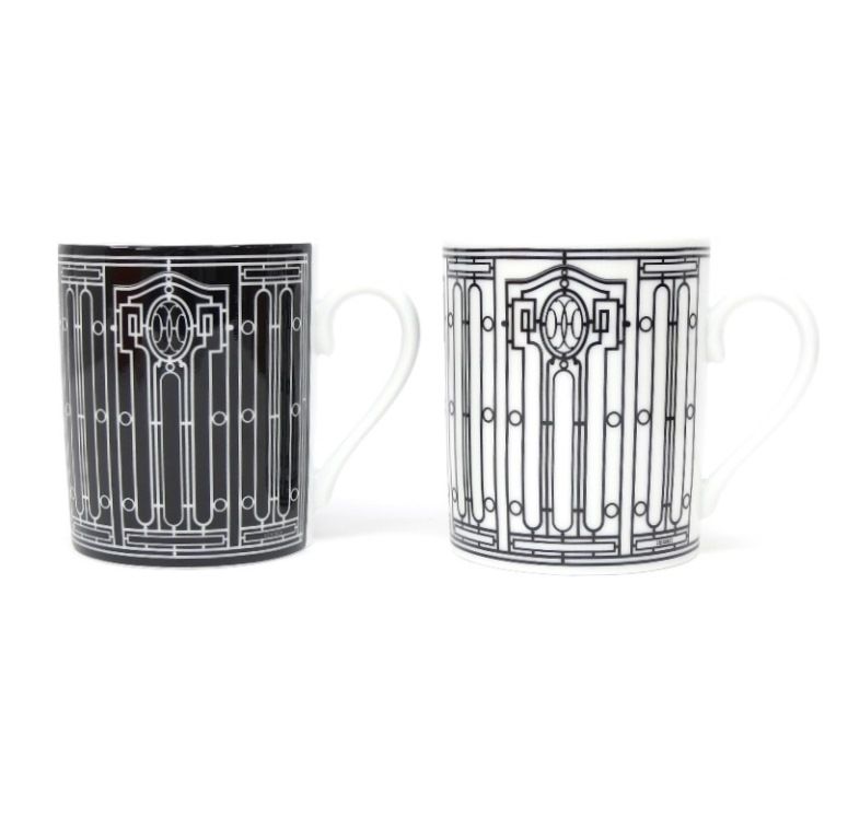 エルメス HERMES マグカップ Hデコ アッシュデコ セット 白 黒