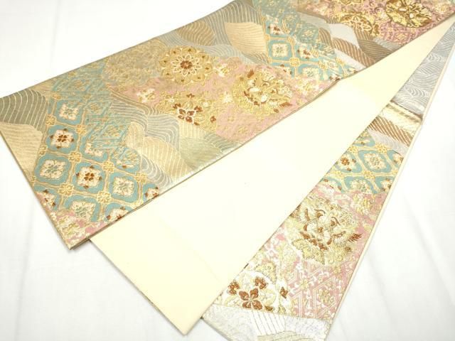 平和屋着物○六通柄袋帯 正倉院鳳華文 金糸 正絹 逸品 CABA1038hy