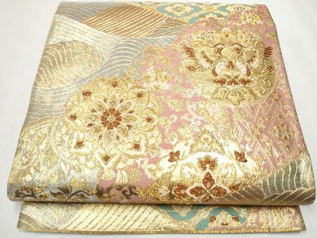 平和屋着物○六通柄袋帯 正倉院鳳華文 金糸 正絹 逸品 CABA1038hy