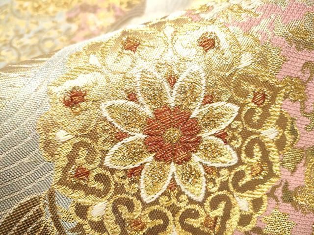 平和屋着物●六通柄袋帯　正倉院鳳華文　金糸　正絹　逸品　CABA1038hy 平和屋着物○六通柄袋帯 正倉院鳳華文 金糸 正絹 逸品 CABA1038hy