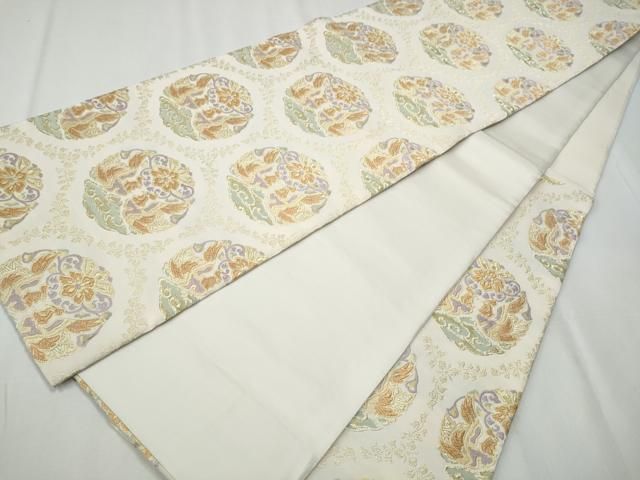 平和屋着物○スリーシーズン 春夏秋 つけ帯 綴れ 霞文 鳥獣戯画 金糸