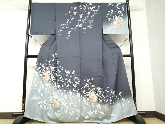 平和屋着物●訪問着　花車枝垂れ桜文　暈し染め　金彩　正絹　逸品　未使用　DAAY5726ud 平和屋着物○訪問着 花車枝垂れ桜文 暈し染め 金彩 正絹 逸品 未使用