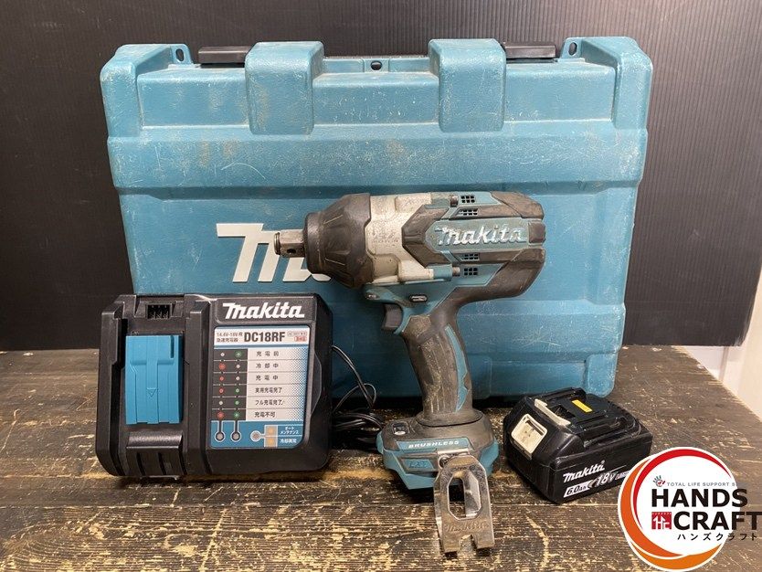 品 makita マキタ TW1001DZ インパクトレンチ バッテリ 18V 6.0Ah 使用回数 39回 ×1 充電器 ケース付 使用感あり