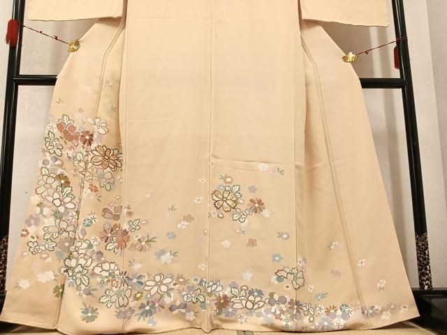 平和屋着物●訪問着　友禅　駒刺繍　舞花文　金彩　正絹　逸品　AABD3472ph 平和屋着物○訪問着 友禅 駒刺繍 舞花文 金彩 正絹 逸品 AABD3472ph