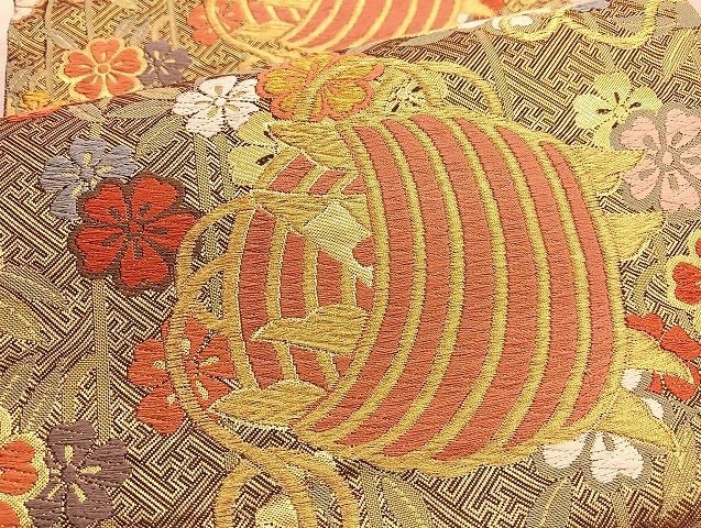 平和屋着物○佐賀錦 六通柄袋帯 唐織 枝重桜小田巻