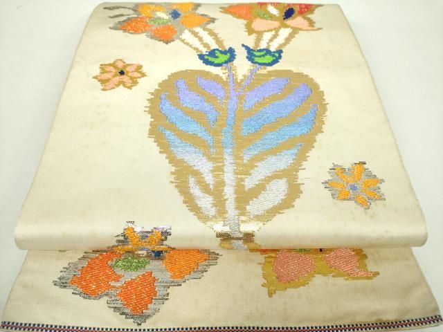 平和屋着物●龍村美術織物 　九寸開き名古屋帯　糸屋輪宝手　金糸　正絹　逸品　DAAZ0154ps 平和屋着物○龍村美術織物 九寸開き名古屋帯 糸屋輪宝手