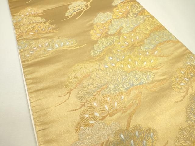 平和屋着物●西陣　紫紘謹製　山口伊太郎　六通柄袋帯　松　金糸　正絹　逸品　未使用　DAAX9843fe 平和屋着物○西陣 紫紘謹製 山口伊太郎 六通柄袋帯 松 金糸 正絹 逸品