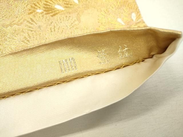 平和屋着物●西陣　紫紘謹製　山口伊太郎　六通柄袋帯　松　金糸　正絹　逸品　未使用　DAAX9843fe 平和屋着物○西陣 紫紘謹製 山口伊太郎 六通柄袋帯 松 金糸 正絹 逸品