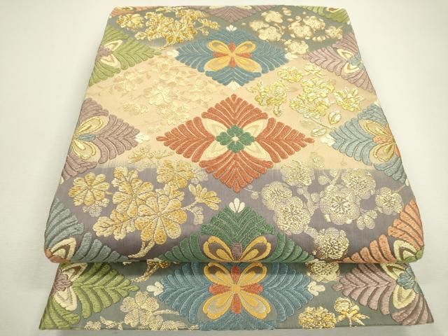 平和屋着物○唐織・西陣の老舗・名門・藤原織物 六通柄袋帯 唐織 花菱