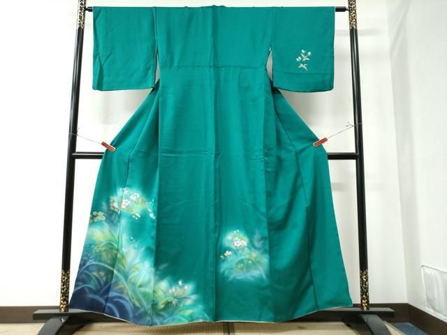 平和屋着物 訪問着 背抜き仕立て 手描き 草花文 暈し染め 正絹 yc