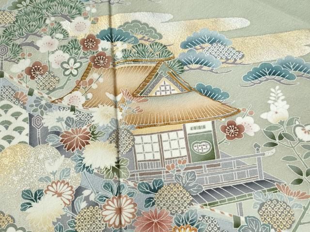 駒刺繍 渡り橋松竹梅風景文