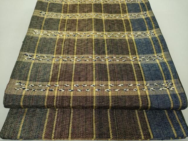 平和屋着物○ひなや工房 くむ・あむ・おる 伊豆蔵明彦 太鼓柄袋帯 横段