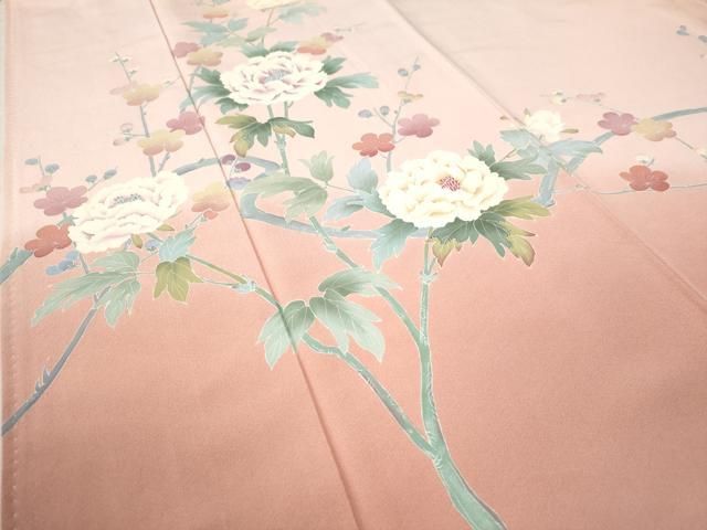  平和屋着物 訪問着 友禅 作家物 枝牡丹梅文 暈し染め 正絹 yc 訪問着 付け下げ 着物
