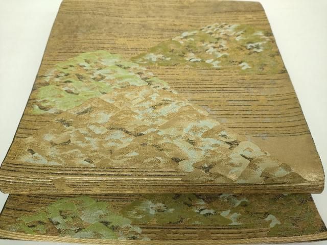 平和屋着物●西陣　川島織物　六通柄　本袋帯　遠山樹林文　金糸　正絹　逸品　DAAZ0393ps 平和屋着物○西陣 川島織物 六通柄 本袋帯 遠山樹林文 金糸 正絹 逸品