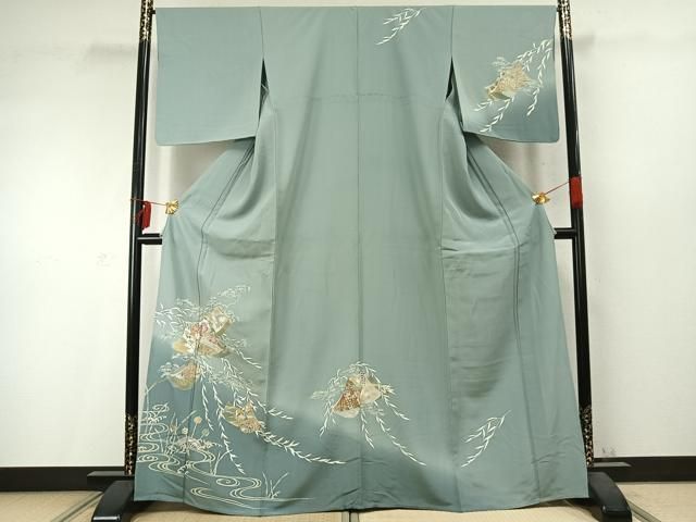 平和屋着物 訪問着 単衣 風景熨斗花文 金彩 松坂屋扱い 正絹 fy