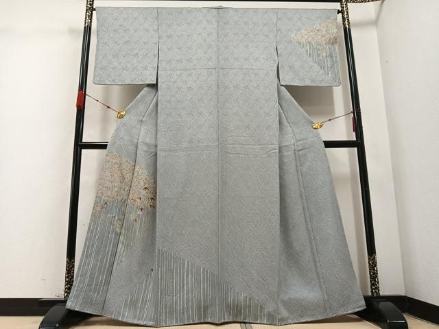 平和屋着物 訪問着 絞り 刺繍 笹竹文 金彩 正絹 ph