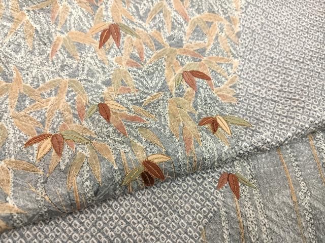  平和屋着物 訪問着 絞り 刺繍 笹竹文 金彩 正絹 ph 訪問着 付け下げ 着物