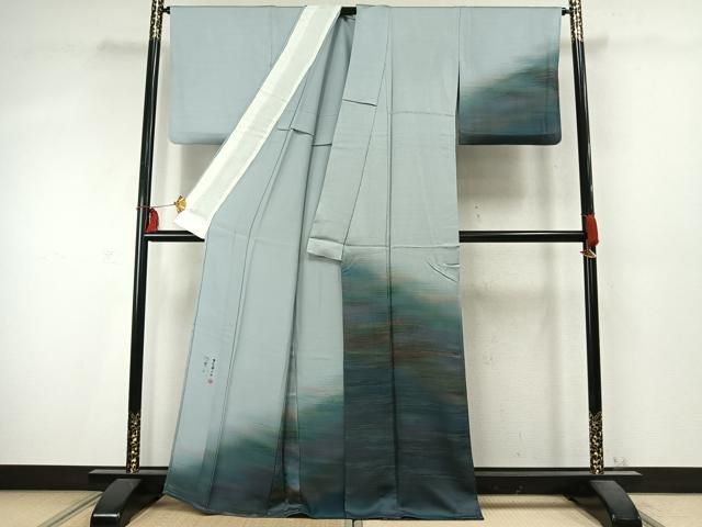 平和屋着物 染色家 岩浅公展 訪問着 単衣 霞文 暈し染め 正絹 fy