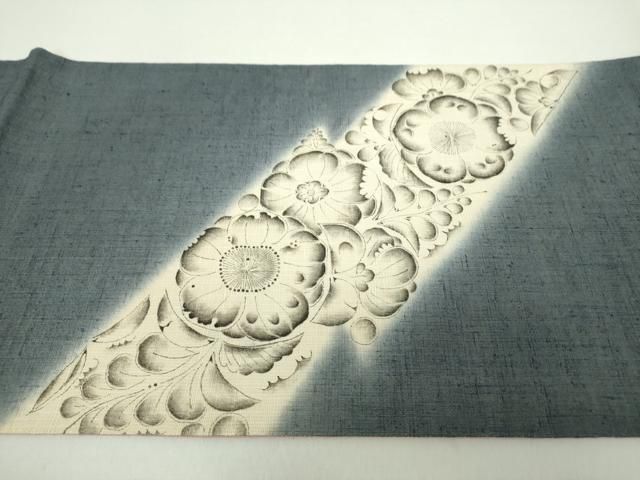 平和屋着物○西洞院辻が花 大脇一心 太鼓柄袋帯 紬地 手描き 辻が花 金