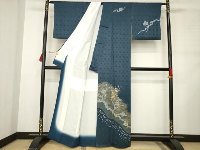 平和屋着物 訪問着 絞り 刺繍 道長花文 金彩 金銀糸 正絹 ck