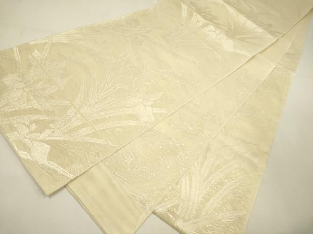 平和屋着物＊夏物 六通柄袋帯 杜若 カキツバタ 銀糸 正絹 逸品 DAAY2990op